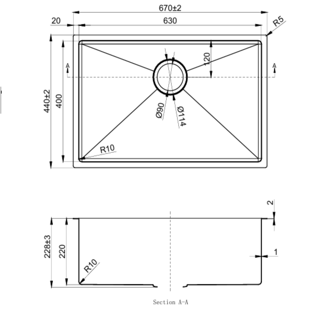 Titan Single Stainless Steel Sink 670mm
