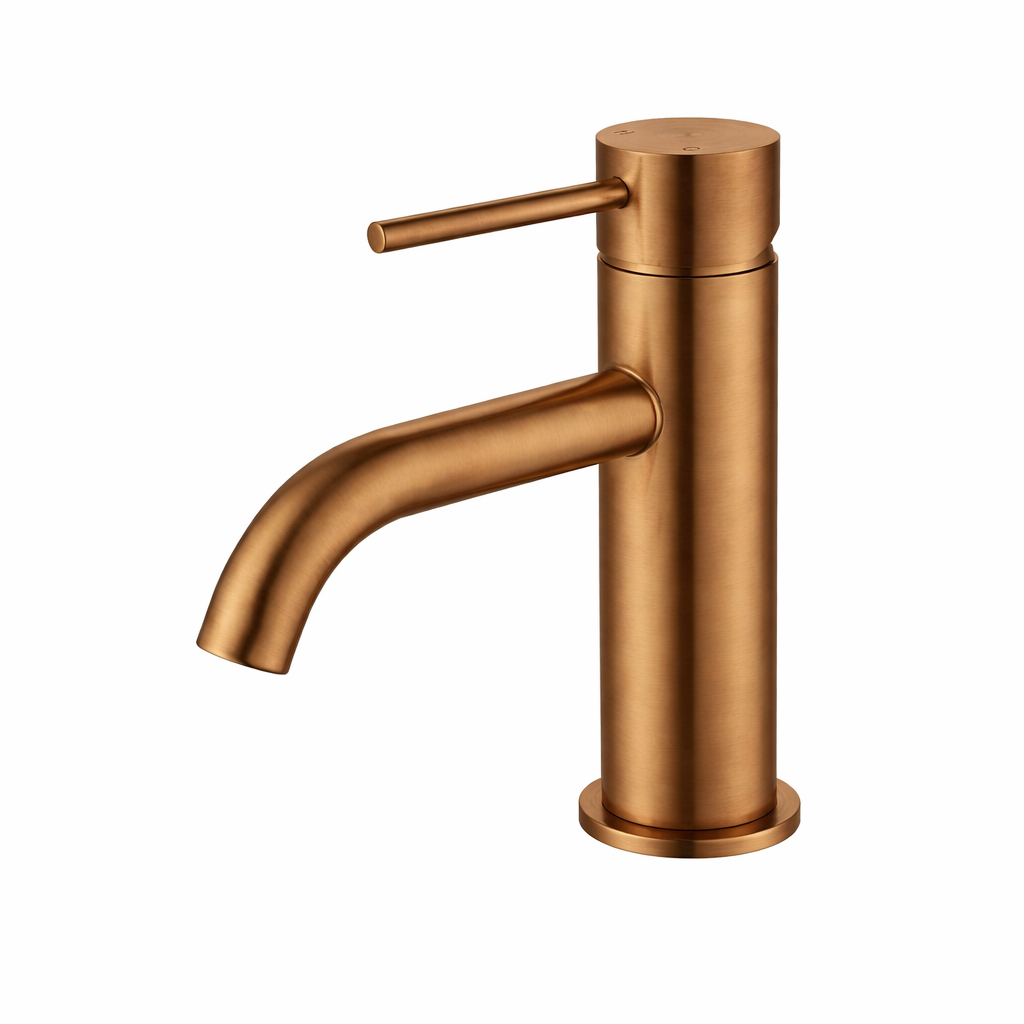 Elke Curved Countertop Basin Mixer Bronze