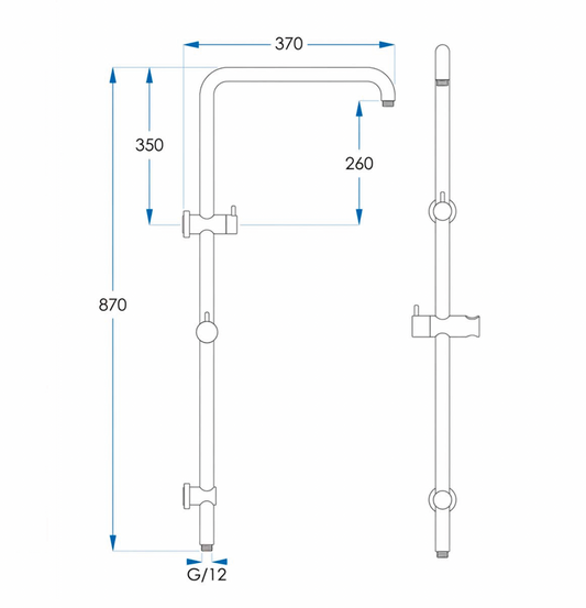 Elke Twin Shower Rail Brushed Nickel