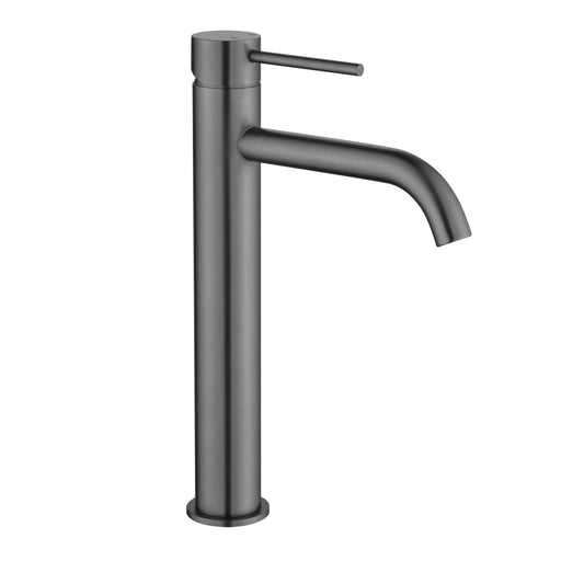Elke Curved Countertop Tall Basin Mixer Gunmetal