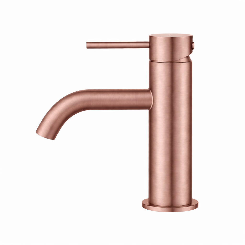 Elke Curved Countertop Basin Mixer Brushed Copper