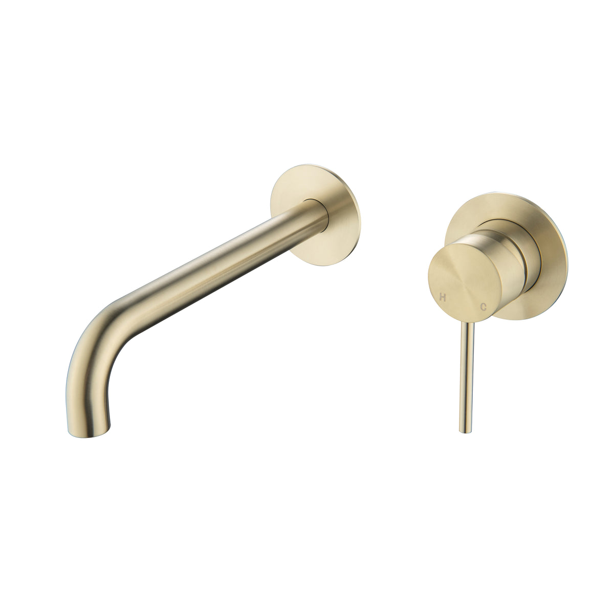 Elke Wall Mixer Curved Brushed Gold