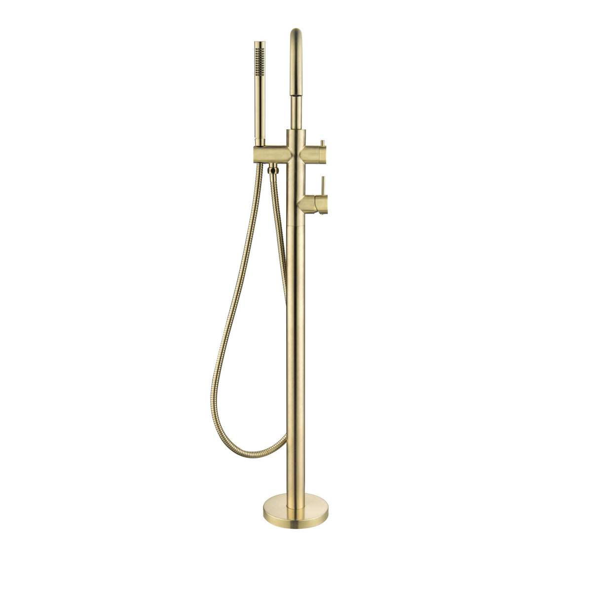 Elke Bath Filler with Hand Shower Brushed Gold