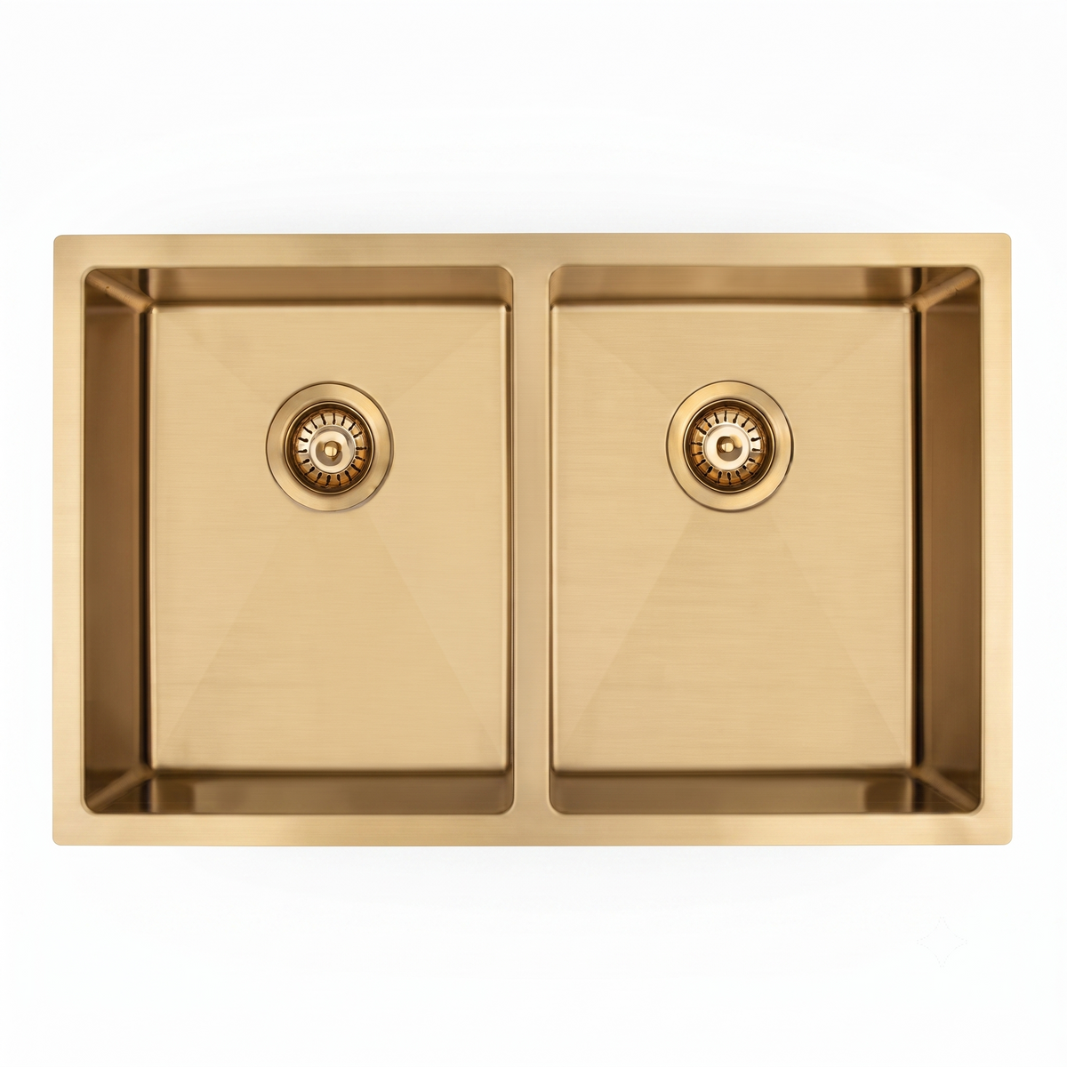 Titan Brushed Gold Double Stainless Steel Sink with Overflow 760mm