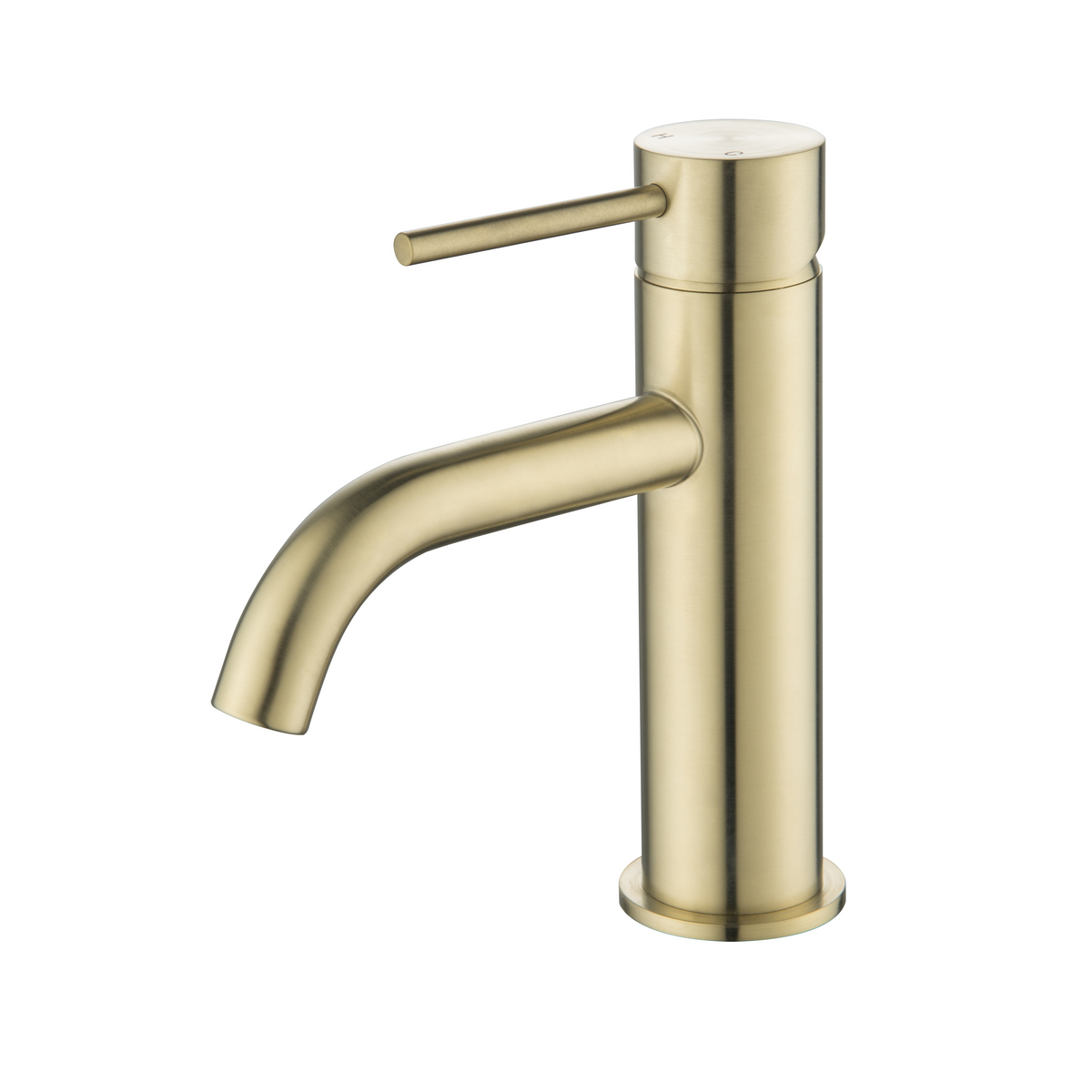Elke Curved Countertop Basin Mixer Brushed Gold