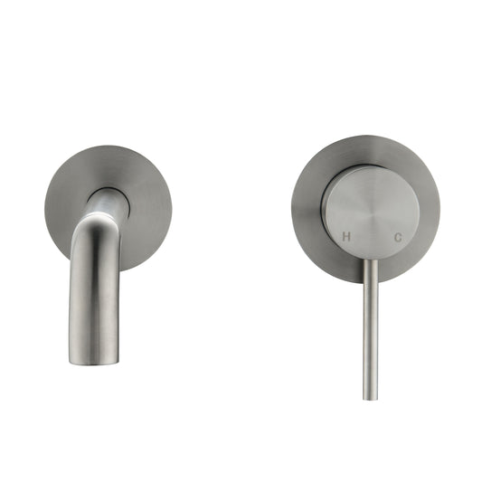 Elke Wall Mixer Curved Brushed Nickel