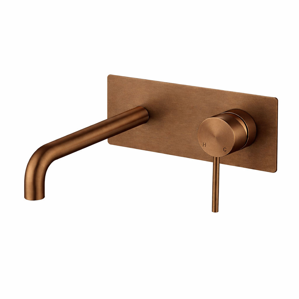 Elke Wall Mixer Curved Plate Bronze