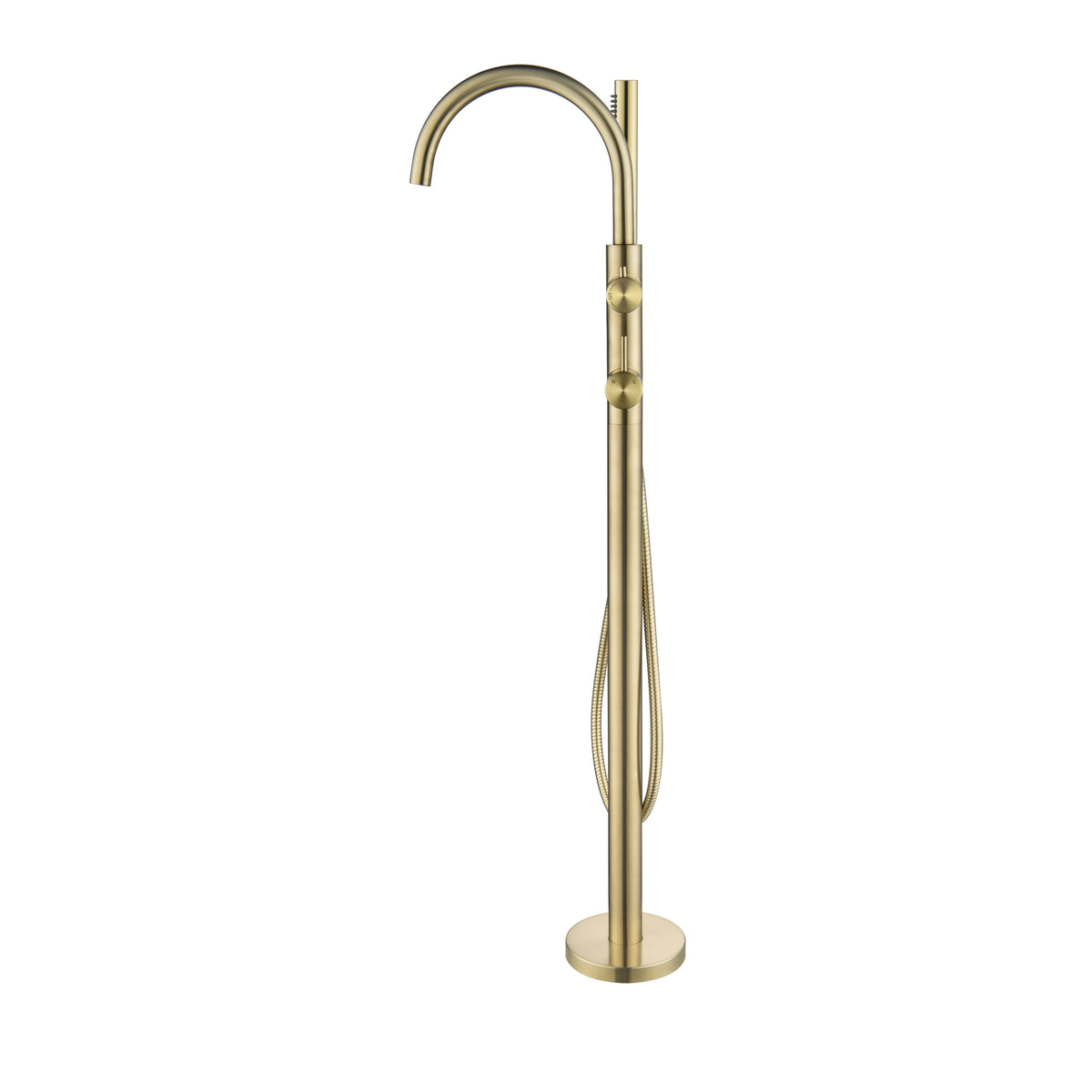 Elke Bath Filler with Hand Shower Brushed Gold