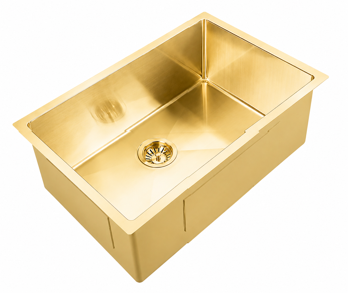 Titan Brushed Gold Single Stainless Steel Sink with Overflow 640mm
