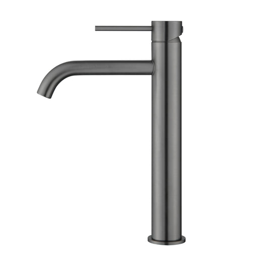 Elke Curved Countertop Tall Basin Mixer Gunmetal