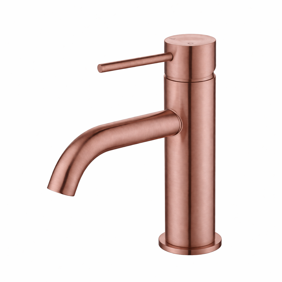 Elke Curved Countertop Basin Mixer Brushed Copper