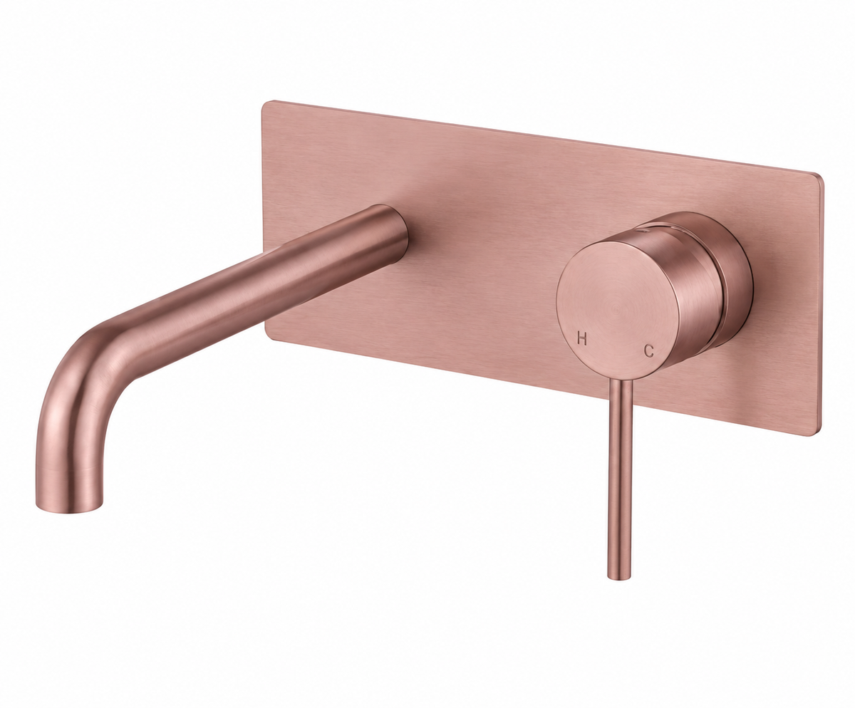 Elke Wall Mixer Curved Plate Brushed Copper