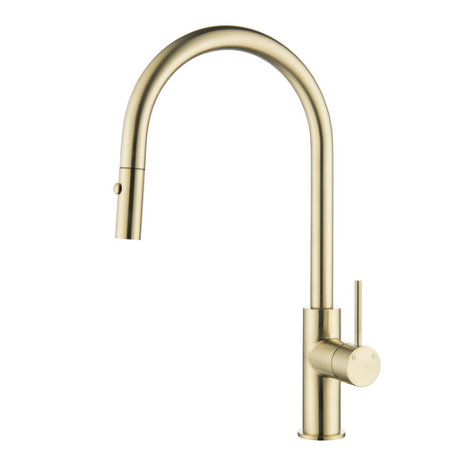 Elke Button Pull Mixer Brushed Gold