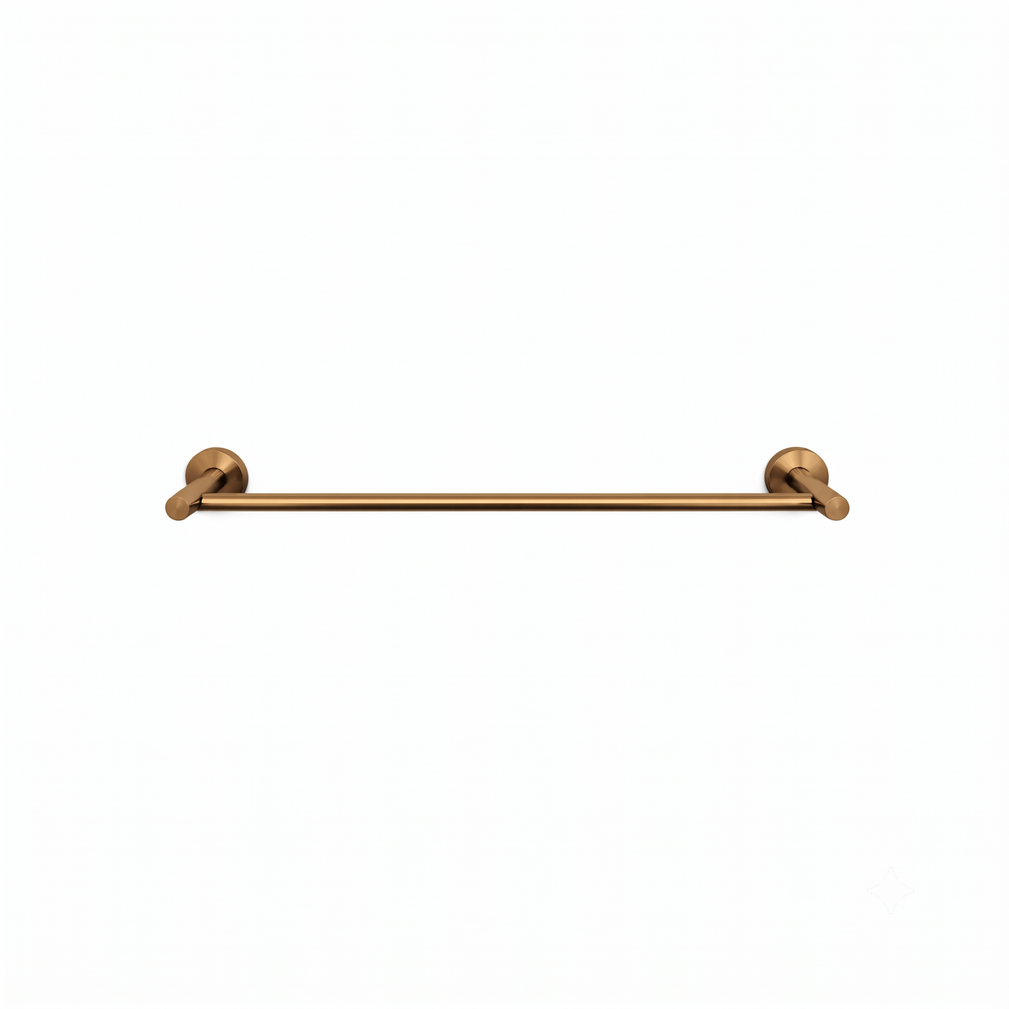 A single horizontal towel bar in a warm brushed brass or bronze finish, shown against a plain white background.