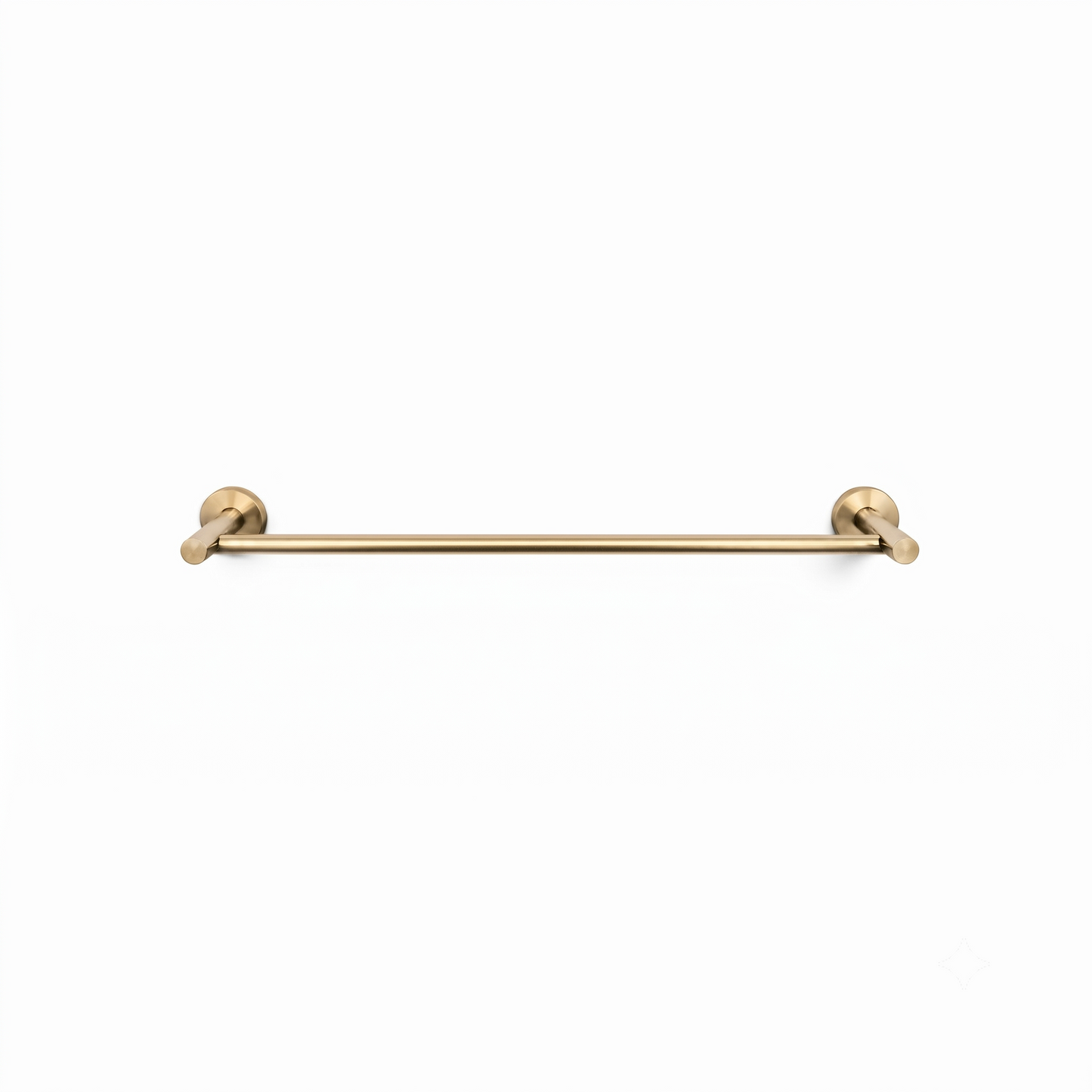 A single horizontal bathroom towel bar in a brushed brass or gold finish, shown against a plain white background.