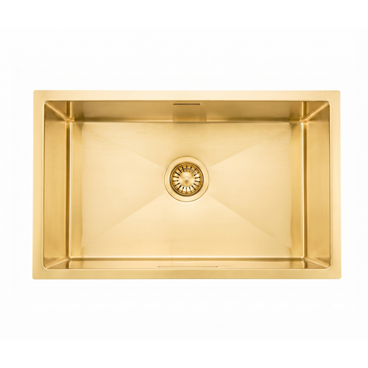 Titan Brushed Gold Single Stainless Steel Sink with Overflow 640mm