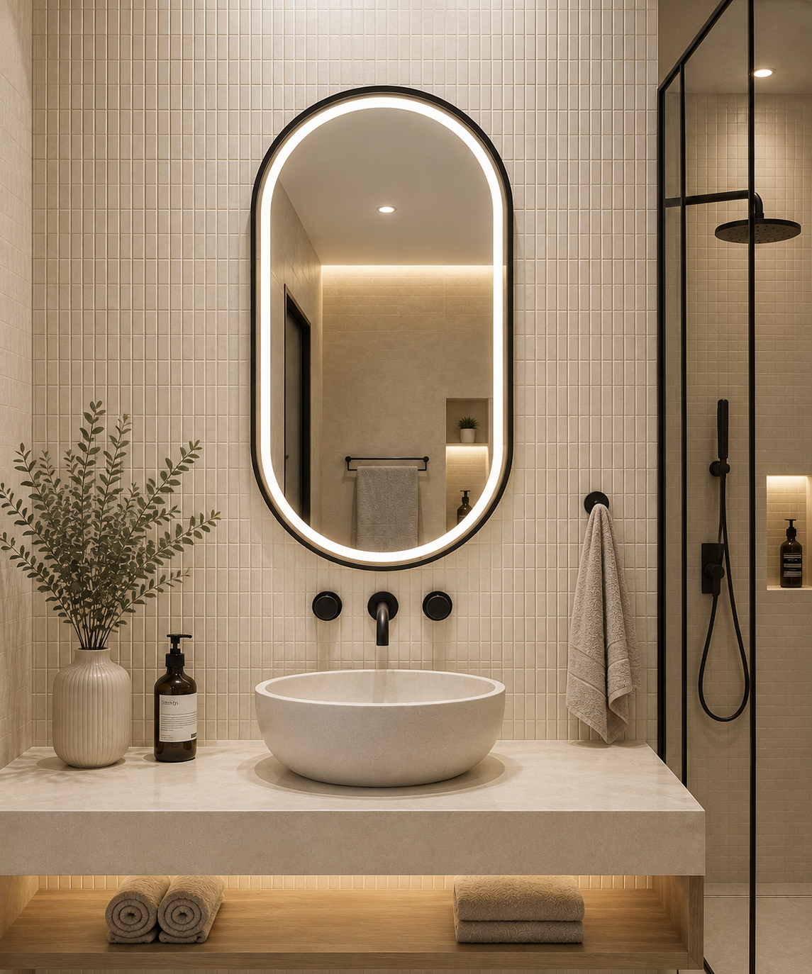 Yana Pill Framed LED Mirror
