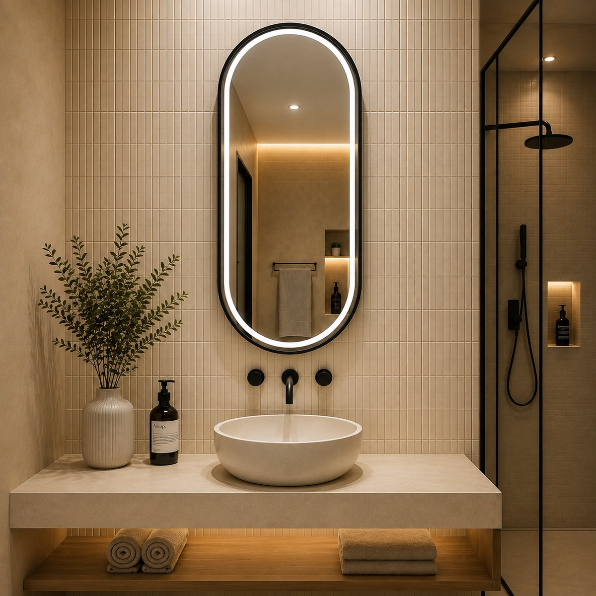 Yana Pill Framed LED Mirror