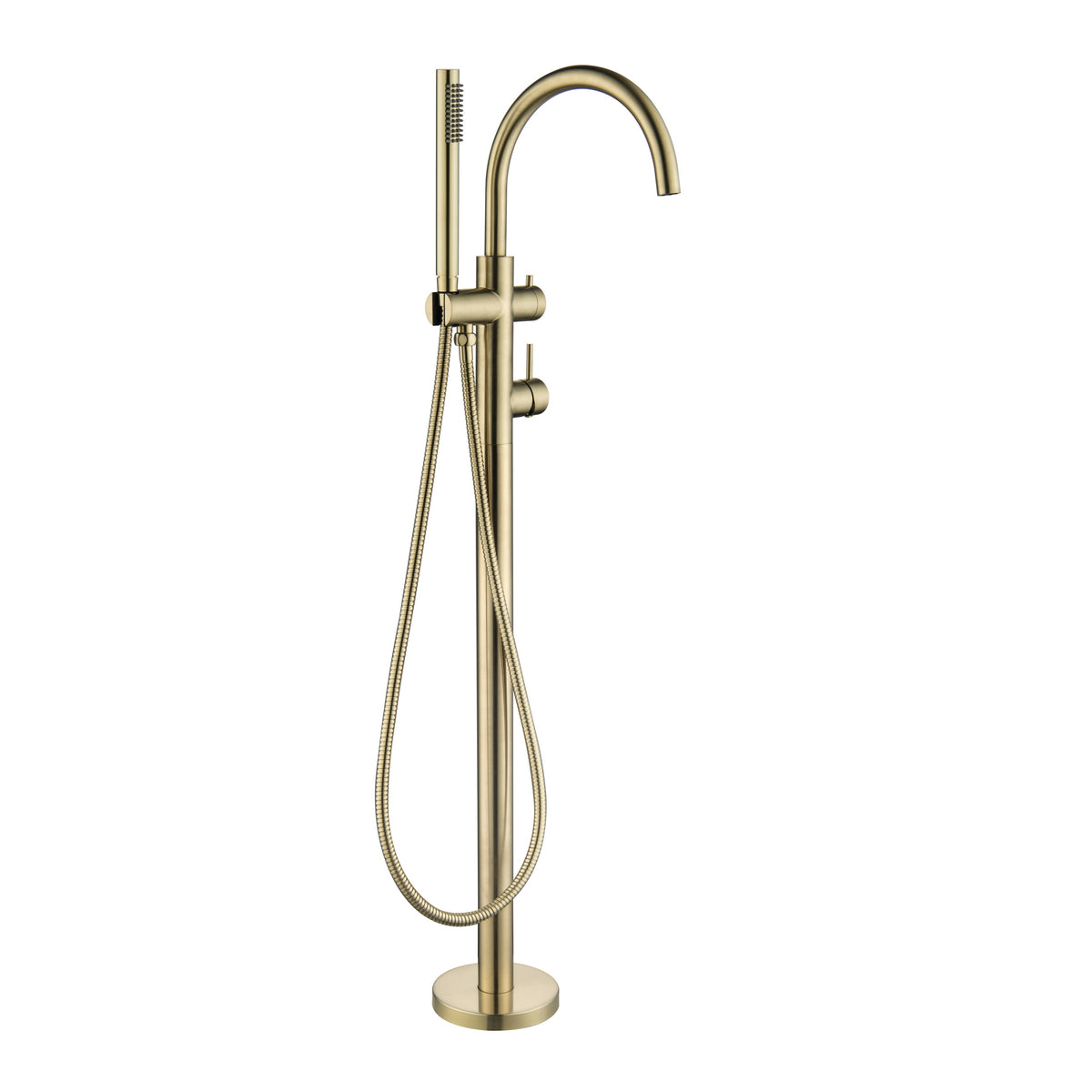 Elke Bath Filler with Hand Shower Brushed Gold