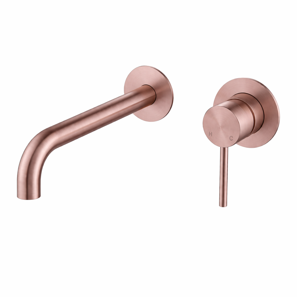 Elke Wall Mixer Curved Brushed Copper