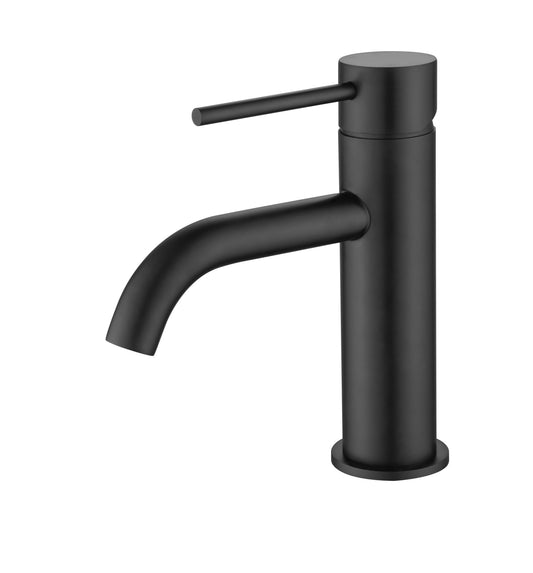 Elke Curved Countertop Basin Mixer Matt Black