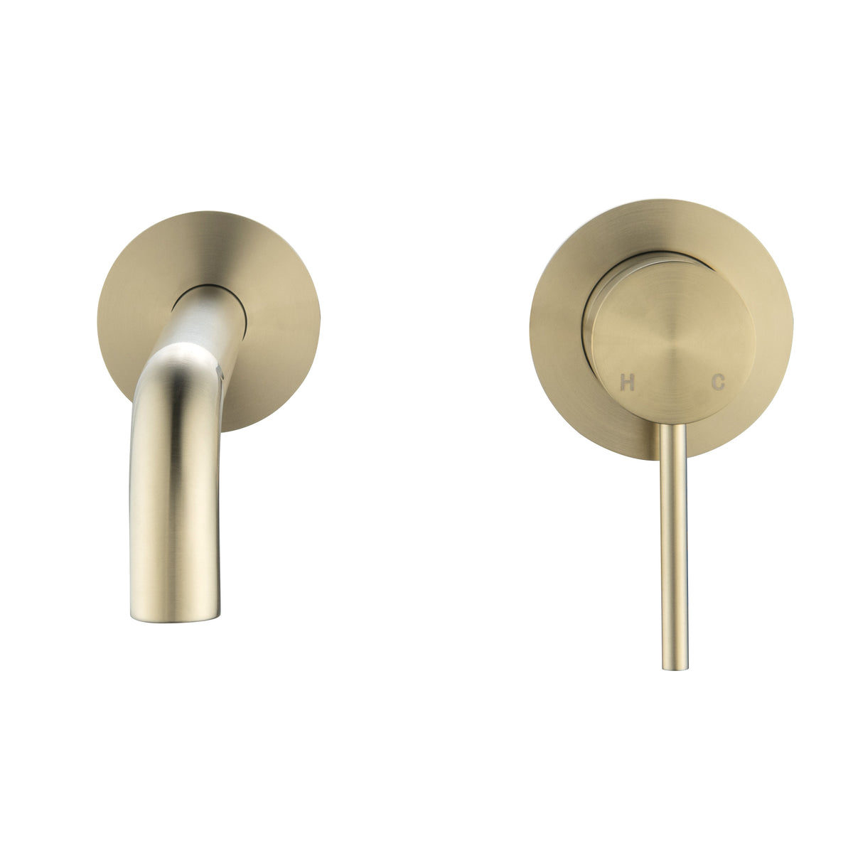 Elke Wall Mixer Curved Brushed Gold