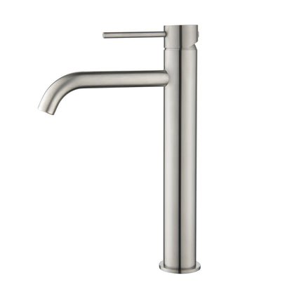Elke Curved Countertop Tall Basin Mixer Brushed Nickel