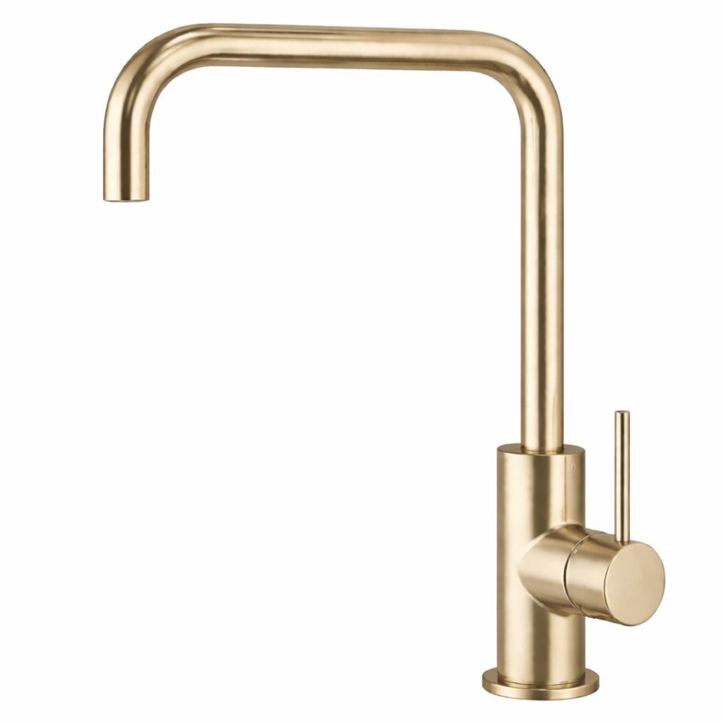 Elke Square Kitchen Mixer Brushed Gold